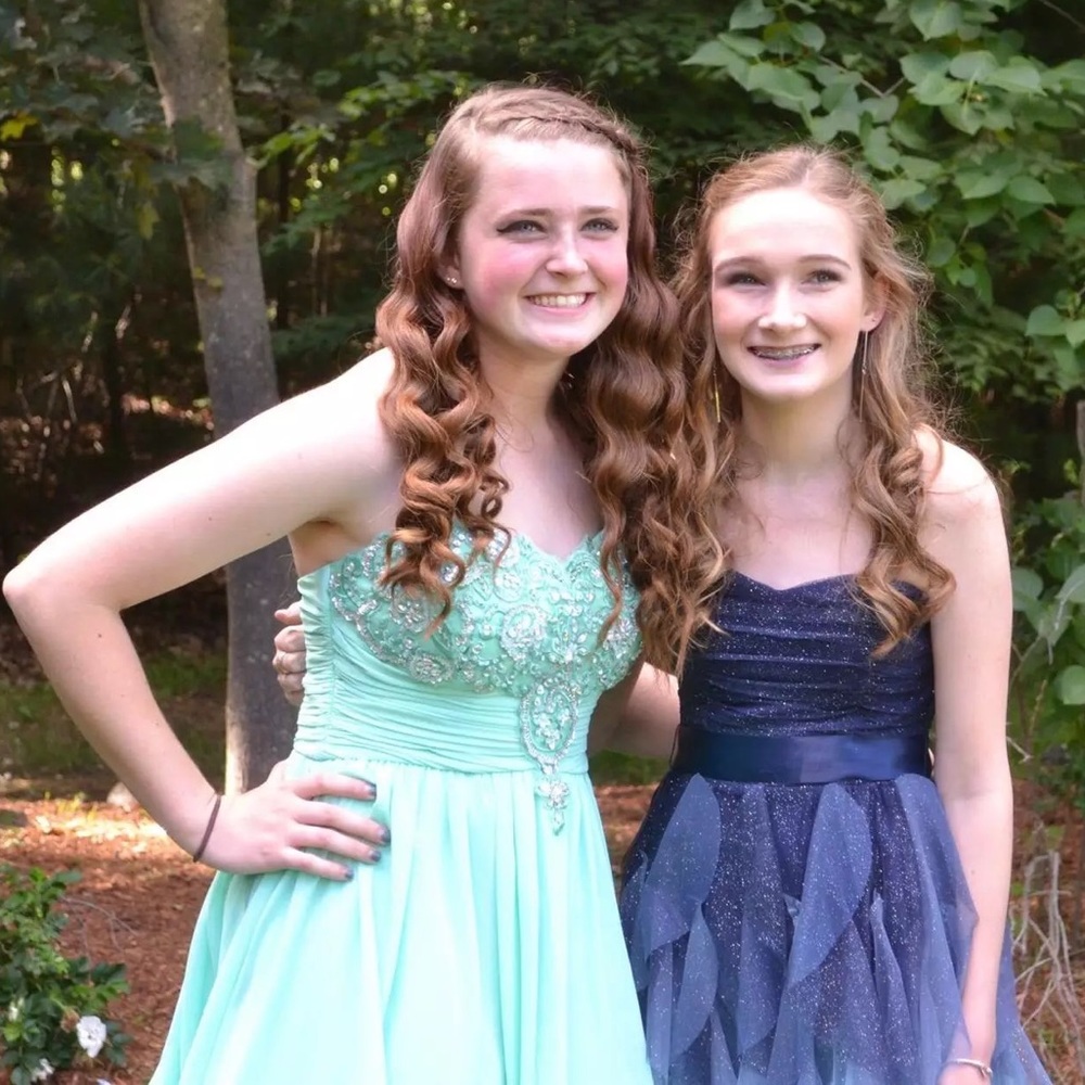 Light blue/green short prom dress